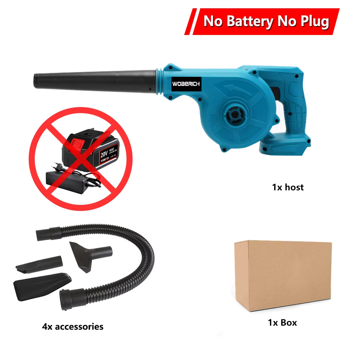 Cordless Electric Air Blower 2 in 1 Blowing&Suction Leaf Blower PC Dust Collector Vacuum Cleanner for Makita Battery