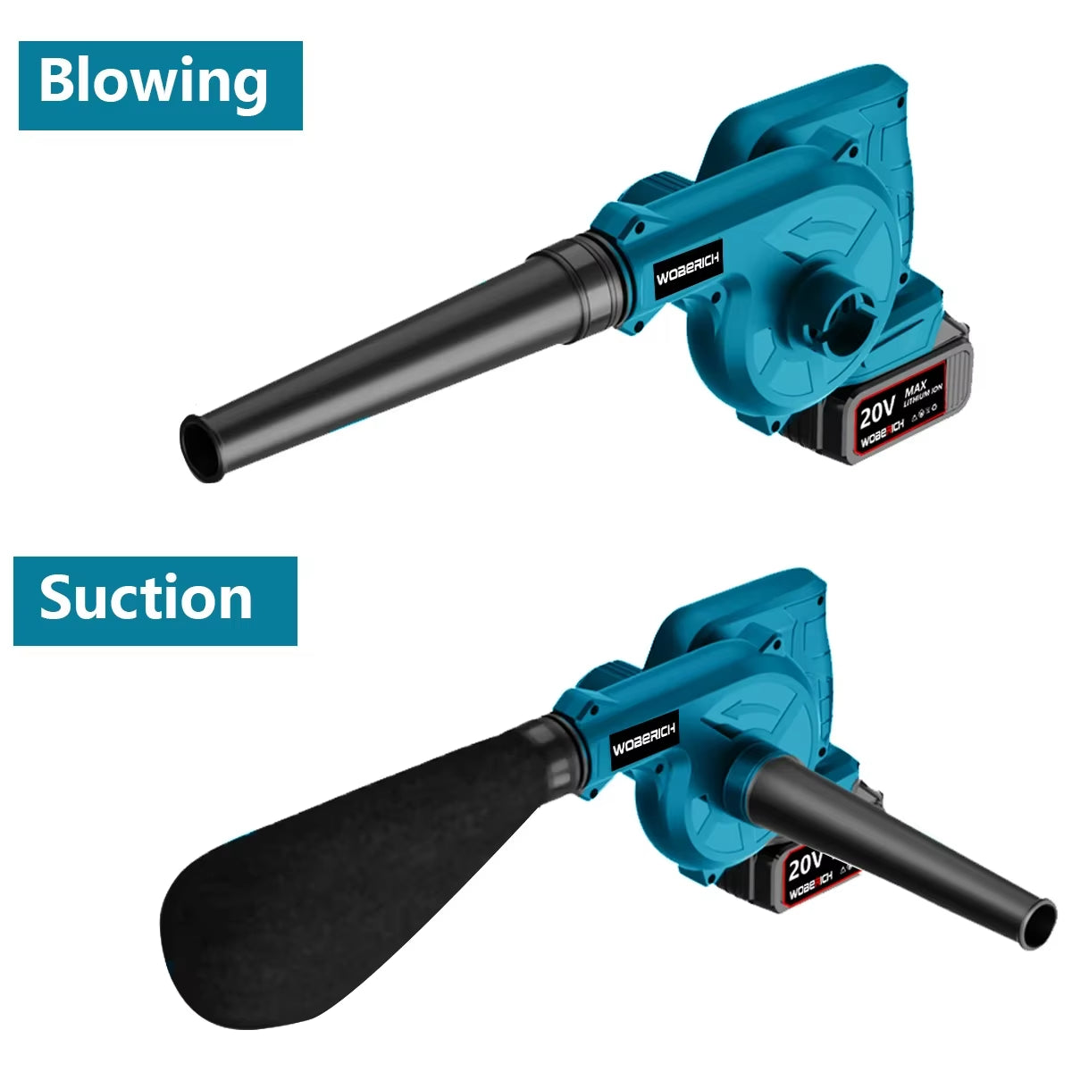 Cordless Electric Air Blower 2 in 1 Blowing&Suction Leaf Blower PC Dust Collector Vacuum Cleanner for Makita Battery