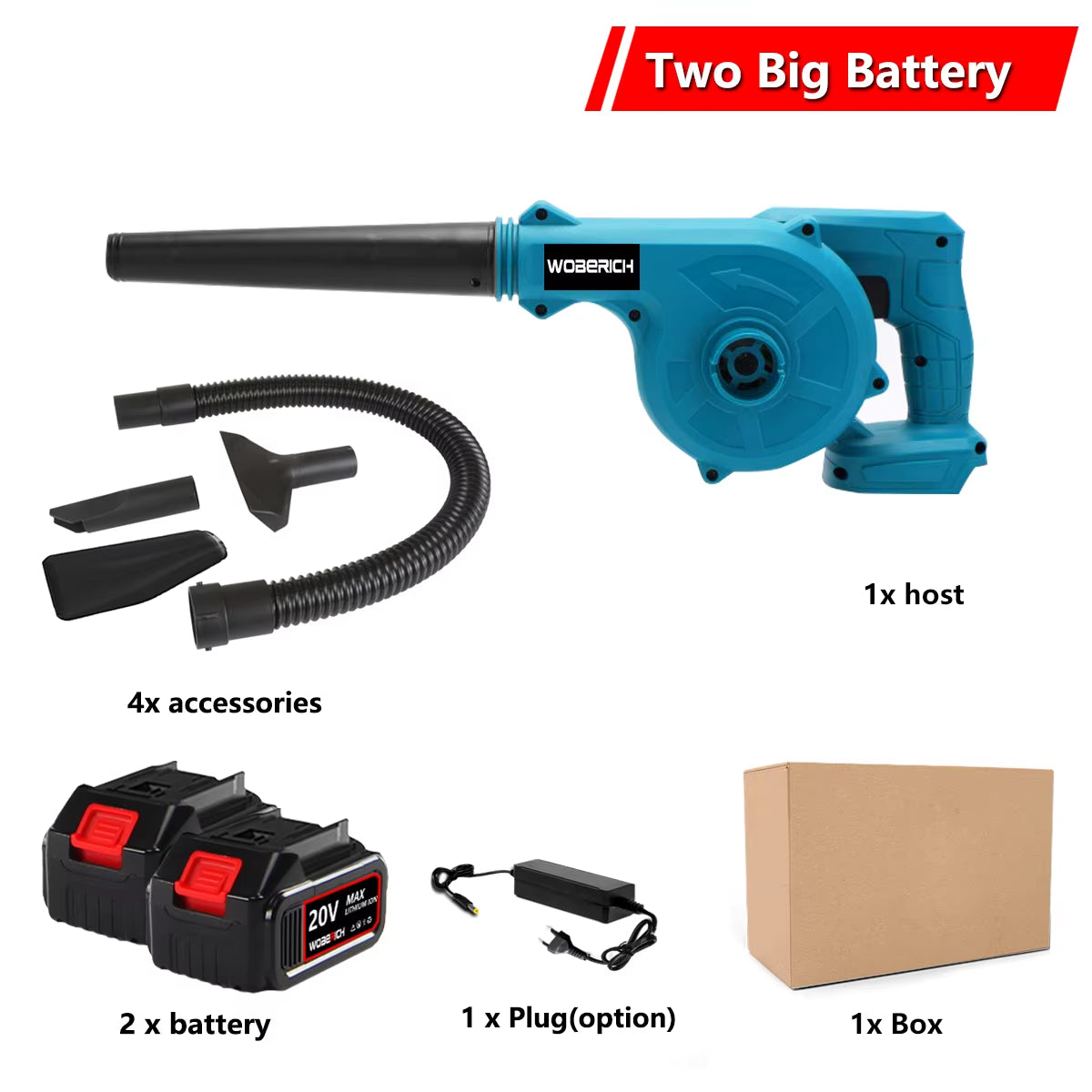 Cordless Electric Air Blower 2 in 1 Blowing&Suction Leaf Blower PC Dust Collector Vacuum Cleanner for Makita Battery